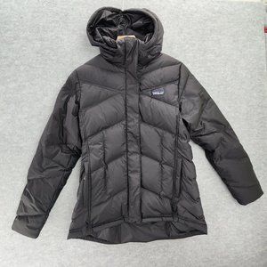 Patagonia Jacket Womens Medium Black Parka Down With It Quilted Puffer Hooded